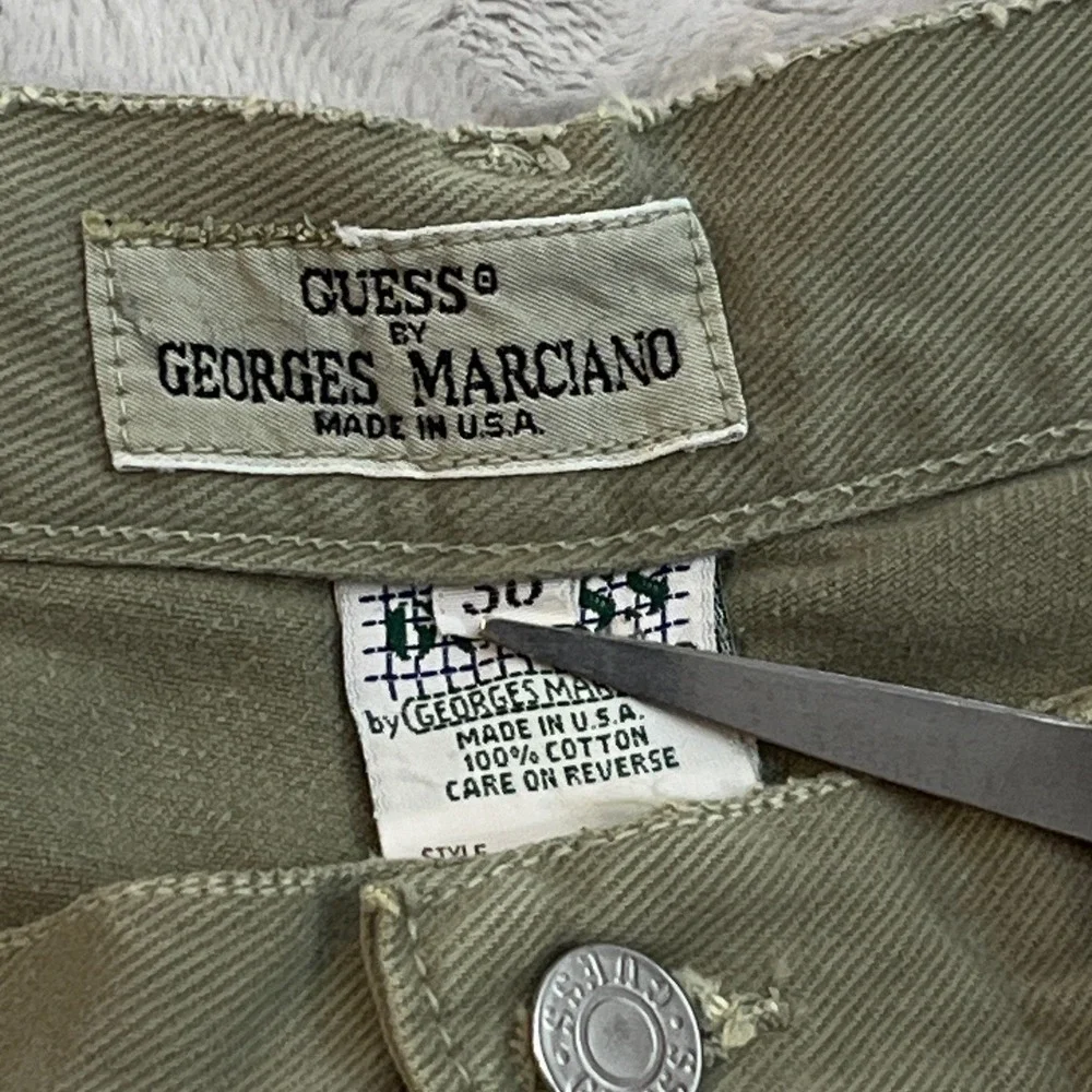 VTG 90s Guess Georges Marciano Baggy Denim‎ Shorts Mens 30 Olive Green USA Made